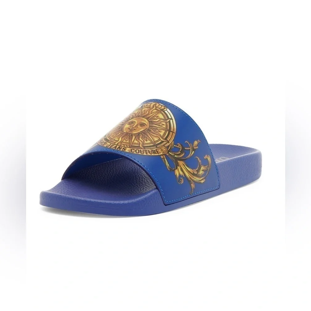 Versace Men's Jeans Couture Gummy Sun Baroque Slide Sandals